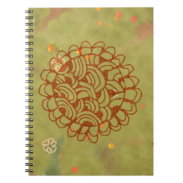 Carnet Fleur de soleil verte rouille moderne (Devant)