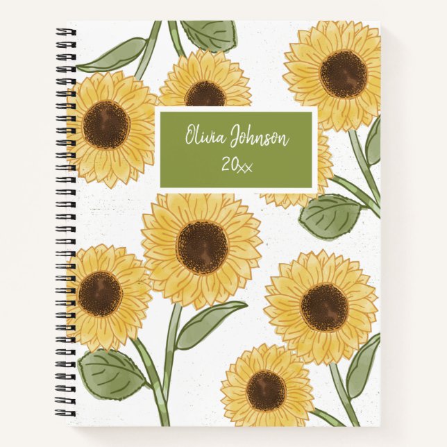 Carnet Fleur de tournesol blanc Illustration mignonne des (Devant)