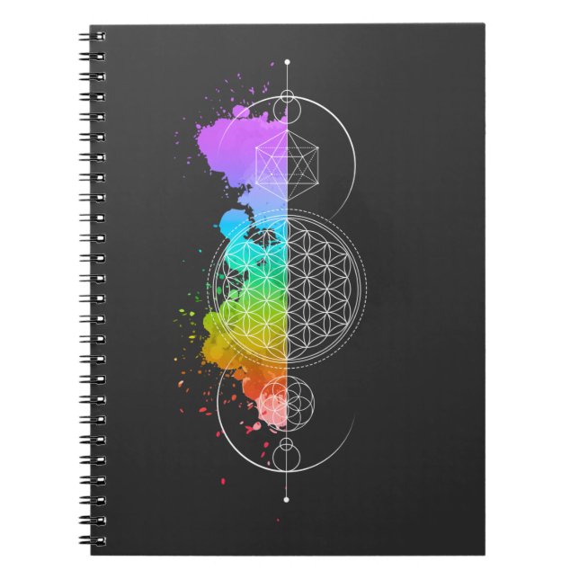 Carnet Fleur de vie - Géométrie sacrée - Lune - Chakra (Devant)