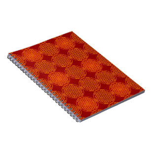 Carnet Fleur de vie - motif de timbre - orange rouge