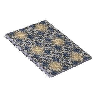 Carnet Fleur de vie - motif de timbre - sable bleu