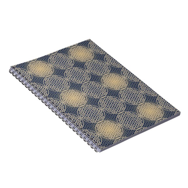 Carnet Fleur de vie - motif de timbre - sable bleu (Côté Droit)