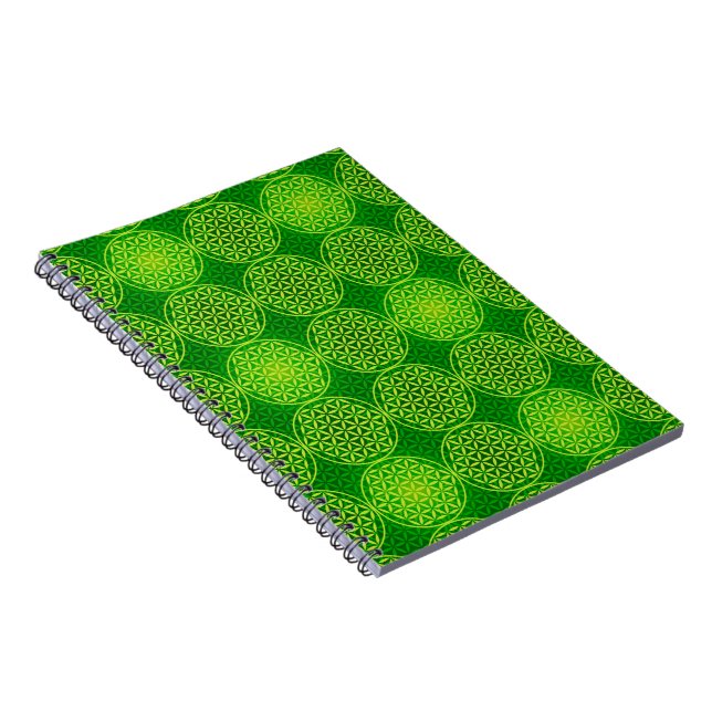 Carnet Fleur de vie - motif de timbre - vert (Côté Droit)