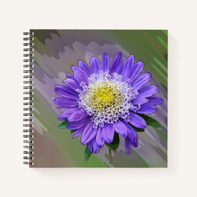 Carnet fleur de violet bleu (Devant)