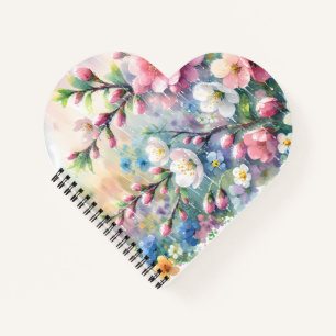 Carnet Fleur d'eau de pluie printanière aquarelle Cottage