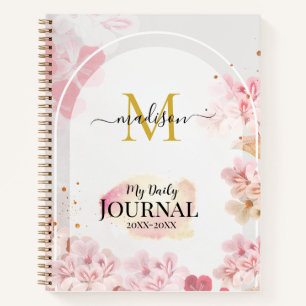 Carnet Fleur d'eau élégante rose de cerisier en aquarelle