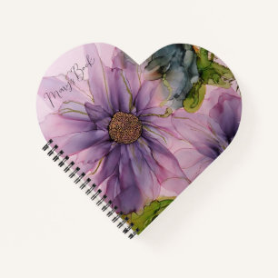 Carnet fleur d'encre d'alcool rose et violet
