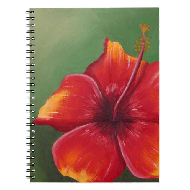 Carnet Fleur d'Hibiscus rouge tropical | Peinture à l'hui (Devant)
