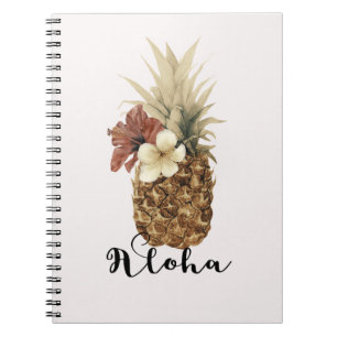 Carnet Fleur d'Hibiscus Tropical Vintage Aloha Ananas