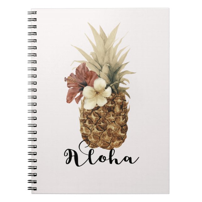 Carnet Fleur d'Hibiscus Tropical Vintage Aloha Ananas (Devant)