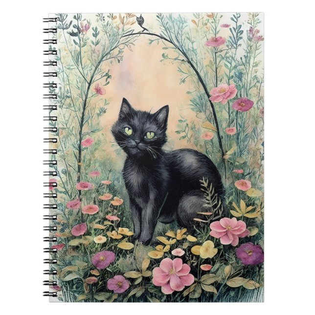 Carnet fleur d'imaginaire de chat noir forêt 2 (Devant)