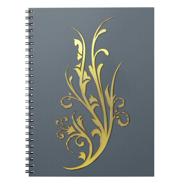 Carnet Fleur d'or fausse de luxe abstrait (Devant)