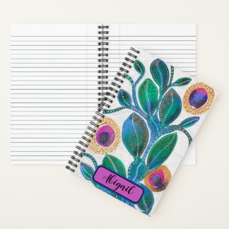 Carnet Fleur du désert, avec votre nom, aquarelle