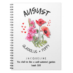 Carnet Fleur du mois de naissance AOÛT Anniversaire chrét
