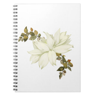 Carnet Fleur et feuillage blancs simplistes