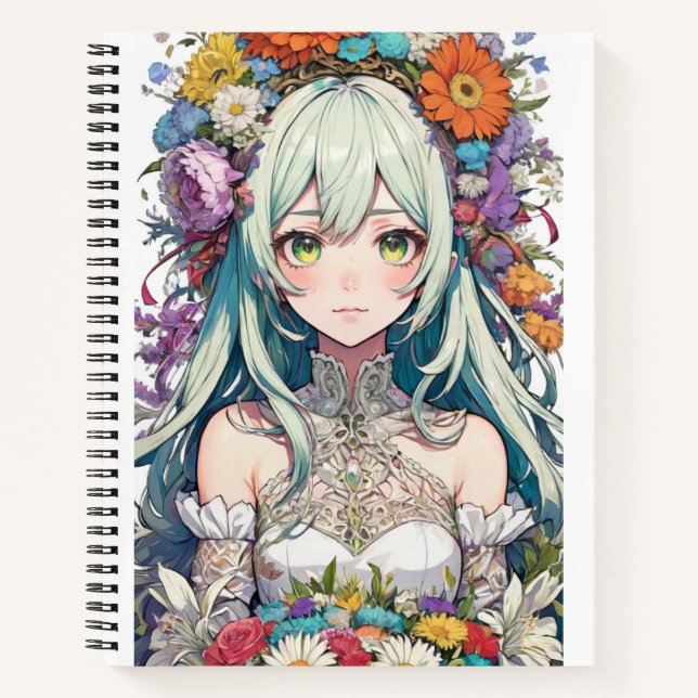 Carnet Fleur fille d'Anime (Devant)