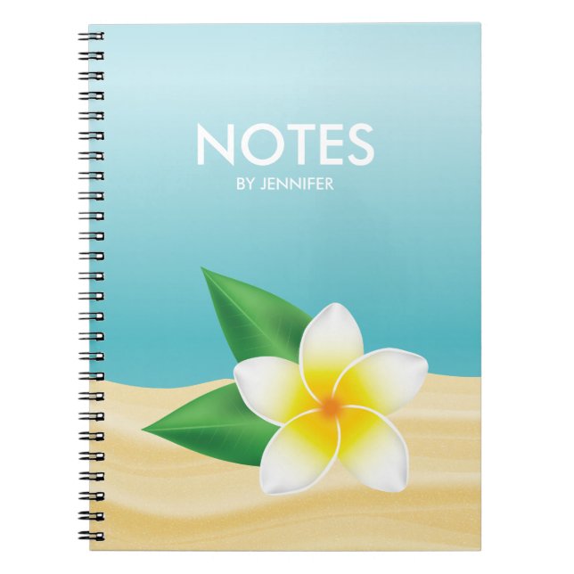 Carnet Fleur Frangipani Blanche Avec Titre Personnalisé (Devant)