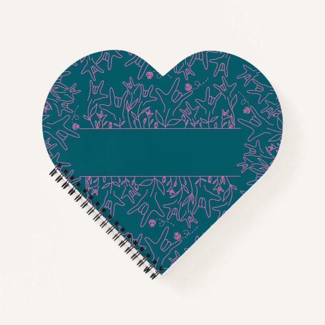 Carnet Fleur ILY - Nom personnalisé ASL Design (Devant)