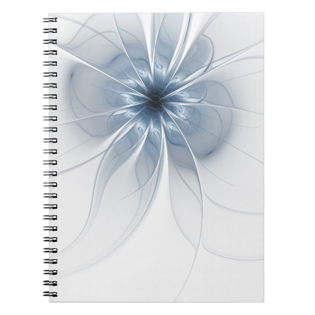 Carnet Fleur imaginaire fractale bleue douce et tendresse (Devant)