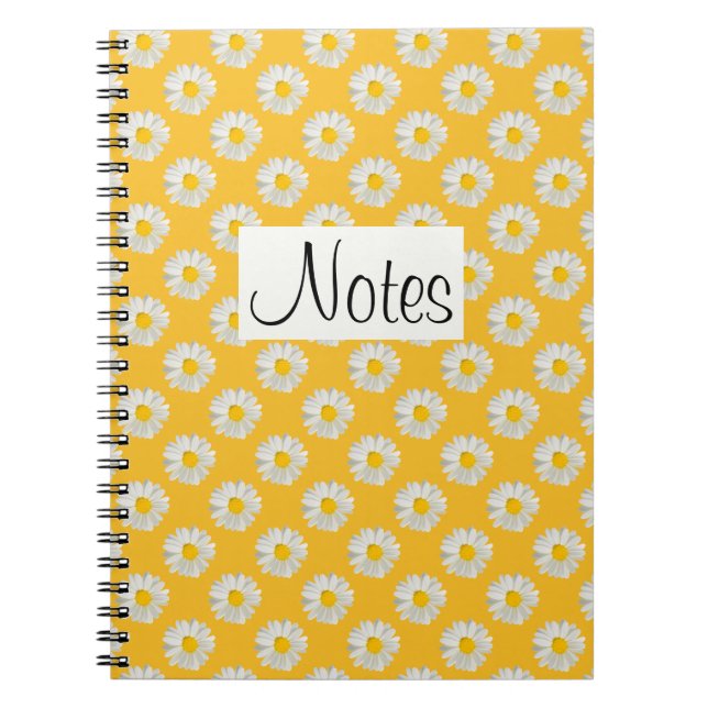 Carnet Fleur imprimé marguerite sur jaune (Devant)