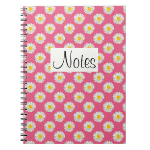 Carnet Fleur imprimé marguerites sur rose