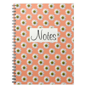 Carnet Fleur imprimé marguerites sur rose