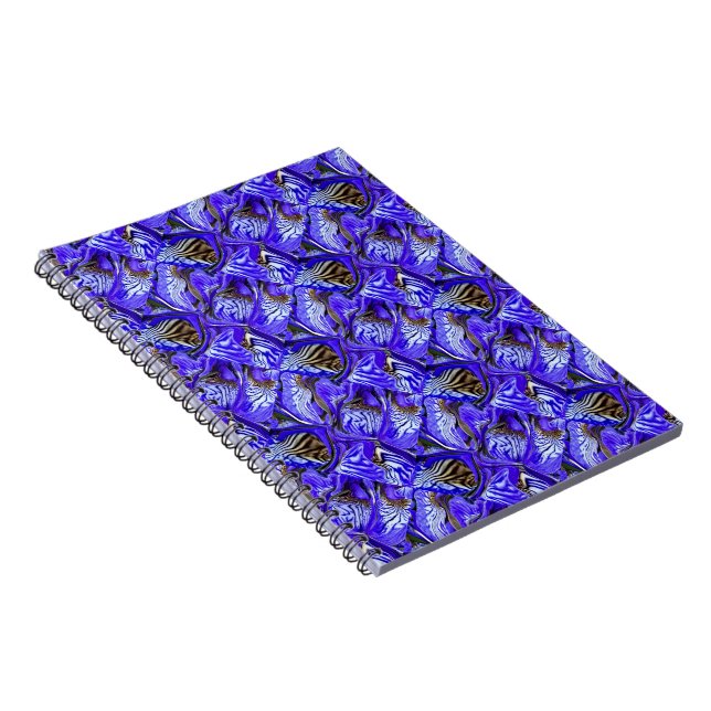 Carnet Fleur Iris Violet / Abattue / Carrelée / Spirale (Côté Droit)