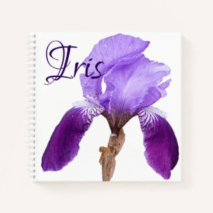 Carnet Fleur iris violet personnalisable Iris nom floral