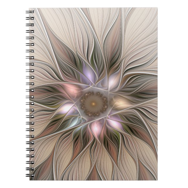 Carnet Fleur joyeuse abstraite beige marron floral fracta (Devant)