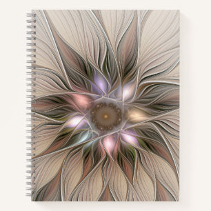 Carnet Fleur joyeuse abstraite beige marron floral fracta