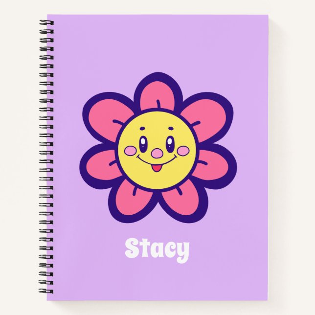 Carnet Fleur Joyeuse Rose Et Jaune (Devant)