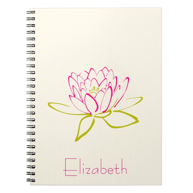 Carnet Fleur Lotus personnalisée / Lys d'eau (Devant)