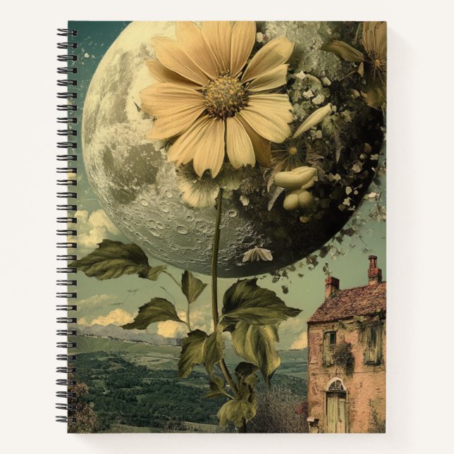 Carnet Fleur Lune et charme Vintage (Devant)