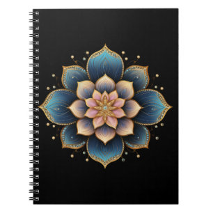 Carnet Fleur Mandala Lotus aux cristaux étincelants