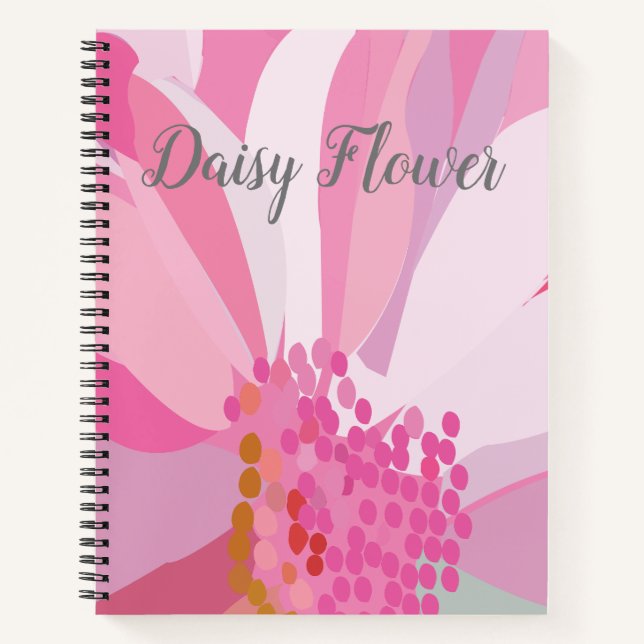 Carnet Fleur marguerite rose personnalisée (Devant)