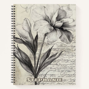 Carnet Fleur Marron Nostalgique Esquisse Papier Antique