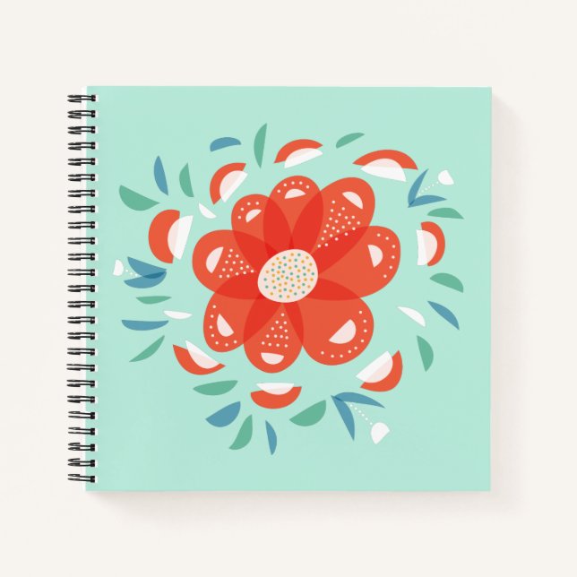 Carnet Fleur mignonne Printemps vert Fille rouge (Devant)