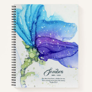 Carnet Fleur Moderne Abstraite Bleue Violette Nommée