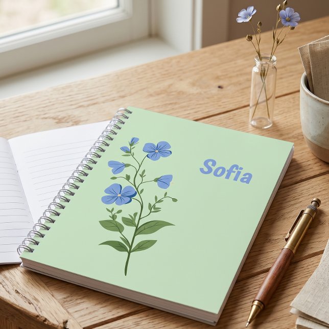 Carnet Fleur moderne élégant bleu fille stylé daisy (Créateur téléchargé)