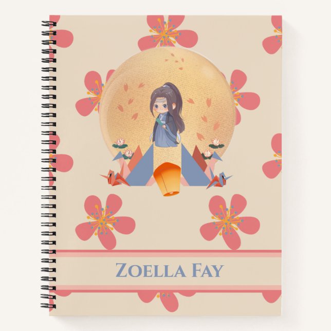 Carnet Fleur Motif Chibi fille (Devant)