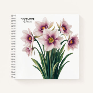 Carnet Fleur Narcisse personnalisée - Décembre Cadeau