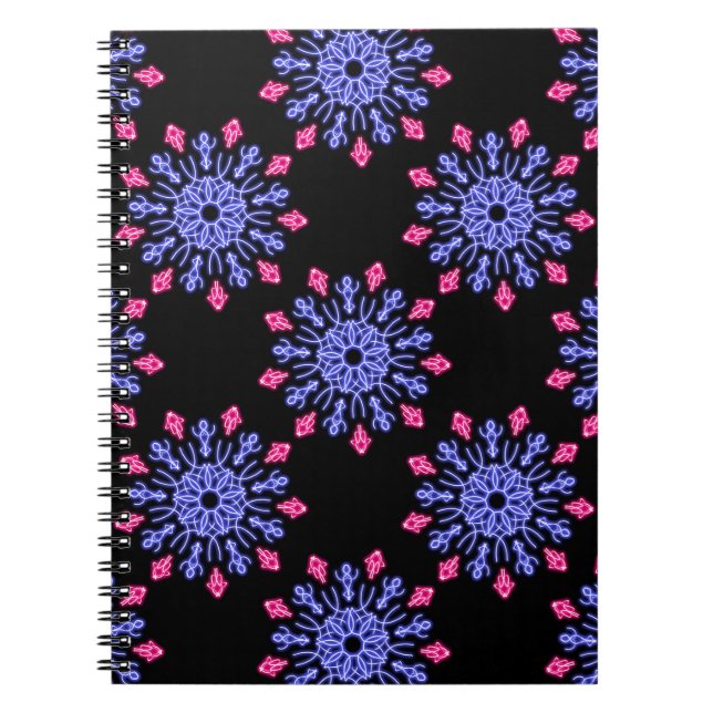 Carnet Fleur néon bleue et rouge (Devant)