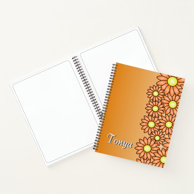 Carnet Fleur Orange - Bureau, École, Artiste (Intérieur)