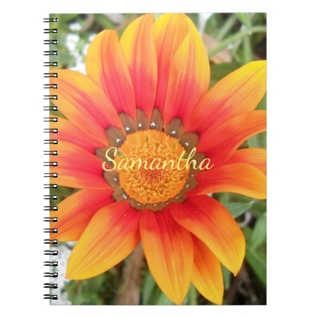Carnet Fleur Orange Simple Personnalisée (Devant)