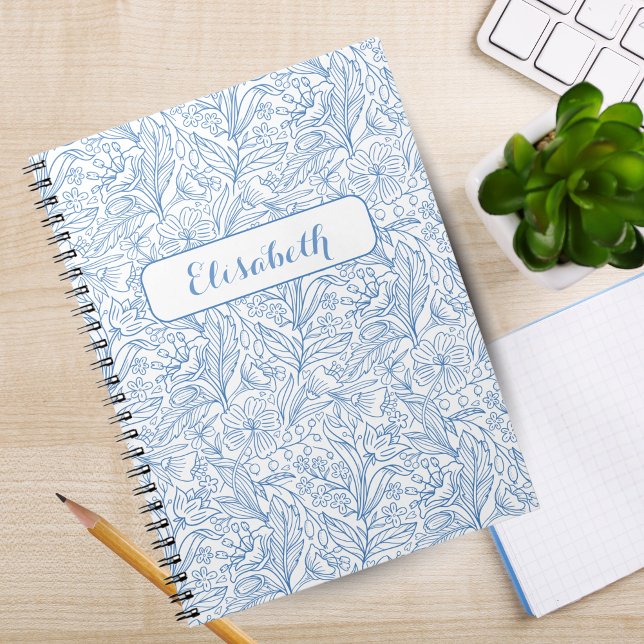 Carnet Fleur où vous êtes planté : Un bleu personnalisé (Bloom Where You're Planted: Blue Personalized Notebook)