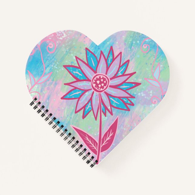 Carnet Fleur Pastel à main mignonne (Devant)