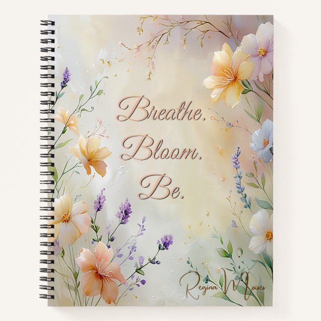Carnet Fleur pastel rêveuse avec écriture moderne élégant (Devant)