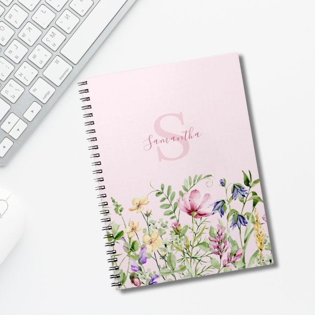 Carnet Fleur personnalisée Monogramme Rose (Créateur téléchargé)