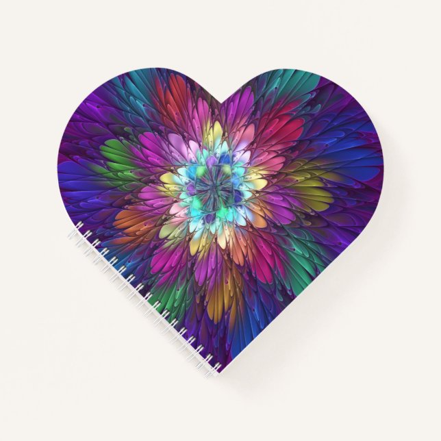 Carnet Fleur psychédélique colorée Art fractal Abstrait (Devant)