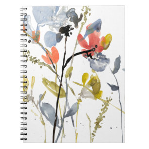Carnet Fleur recouverte - fleurs et tiges d'aquarelle